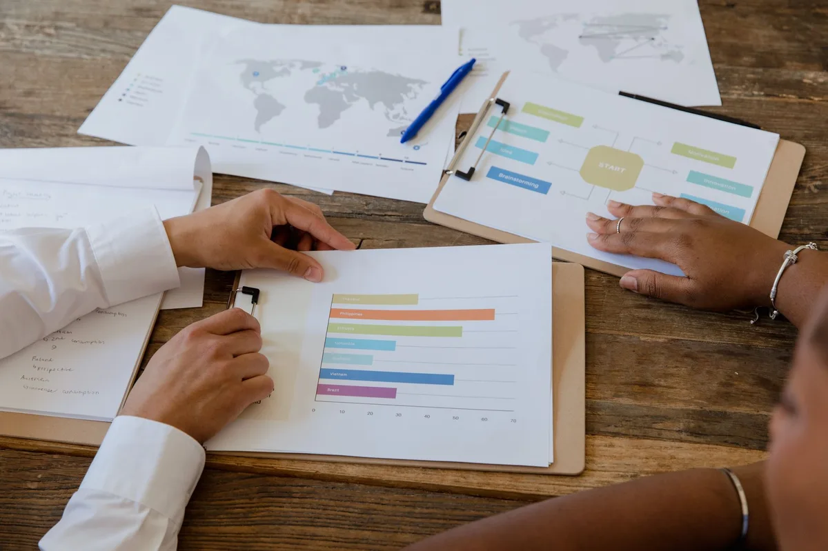 Dirigeant analysant un portefeuille de produits sur un graphique à quatre quadrants
